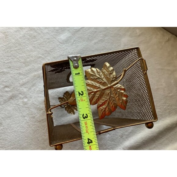 VTG MCM Tissue Box Cover Gold Tone Wire Mesh Hollywood Regency Leaves and Flower - Picture 10 of 12